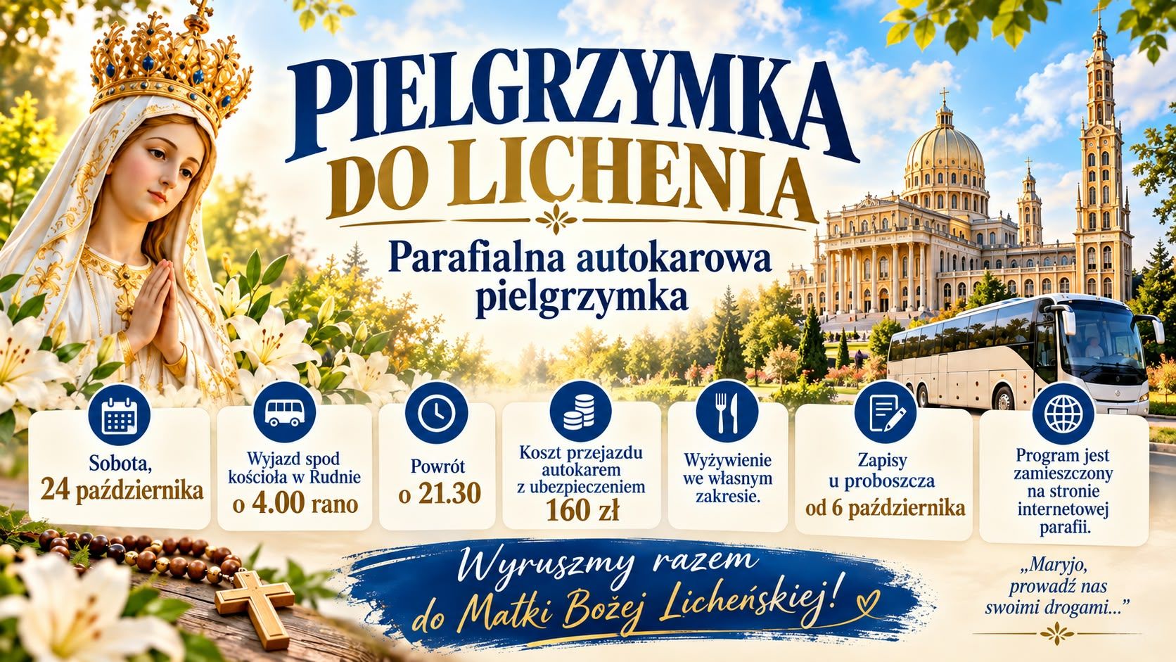 ZAPISY ZAMKNIĘTE. Jest Komplet. Pielgrzymka do Lichenia 24 października 2026