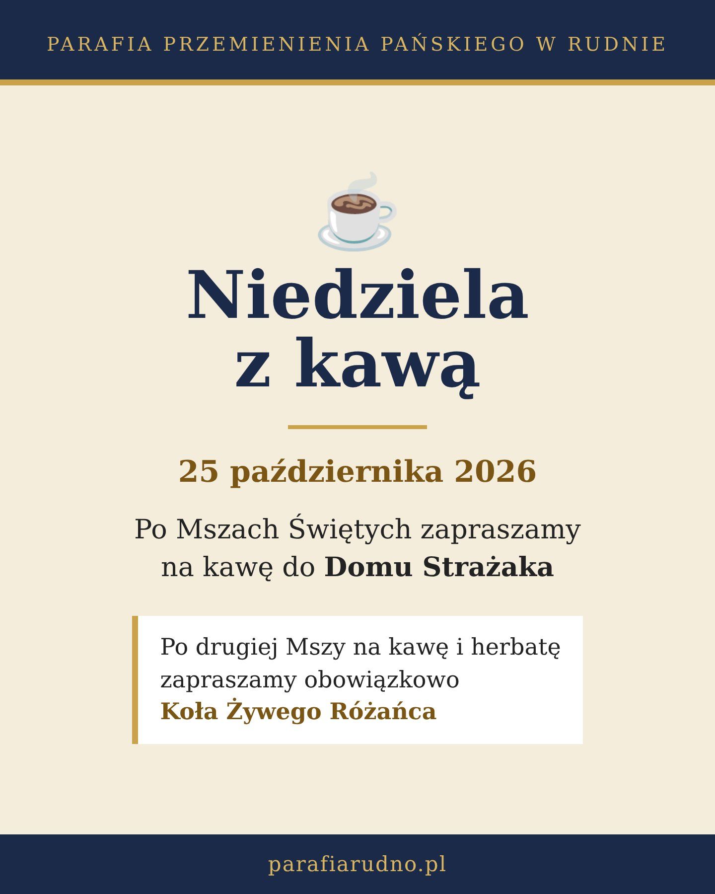 Niedziela z kawą – 25 października w Domu Strażaka